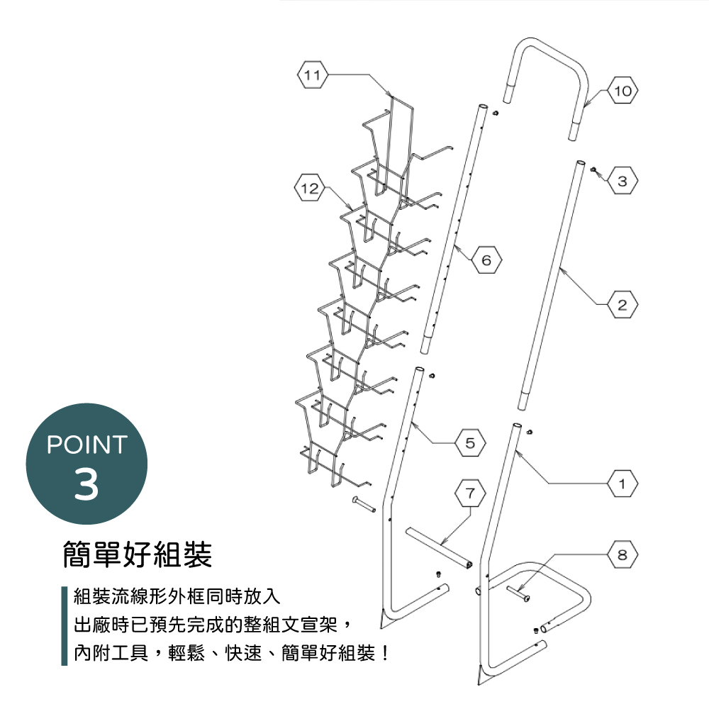 單列流線形展示DM架