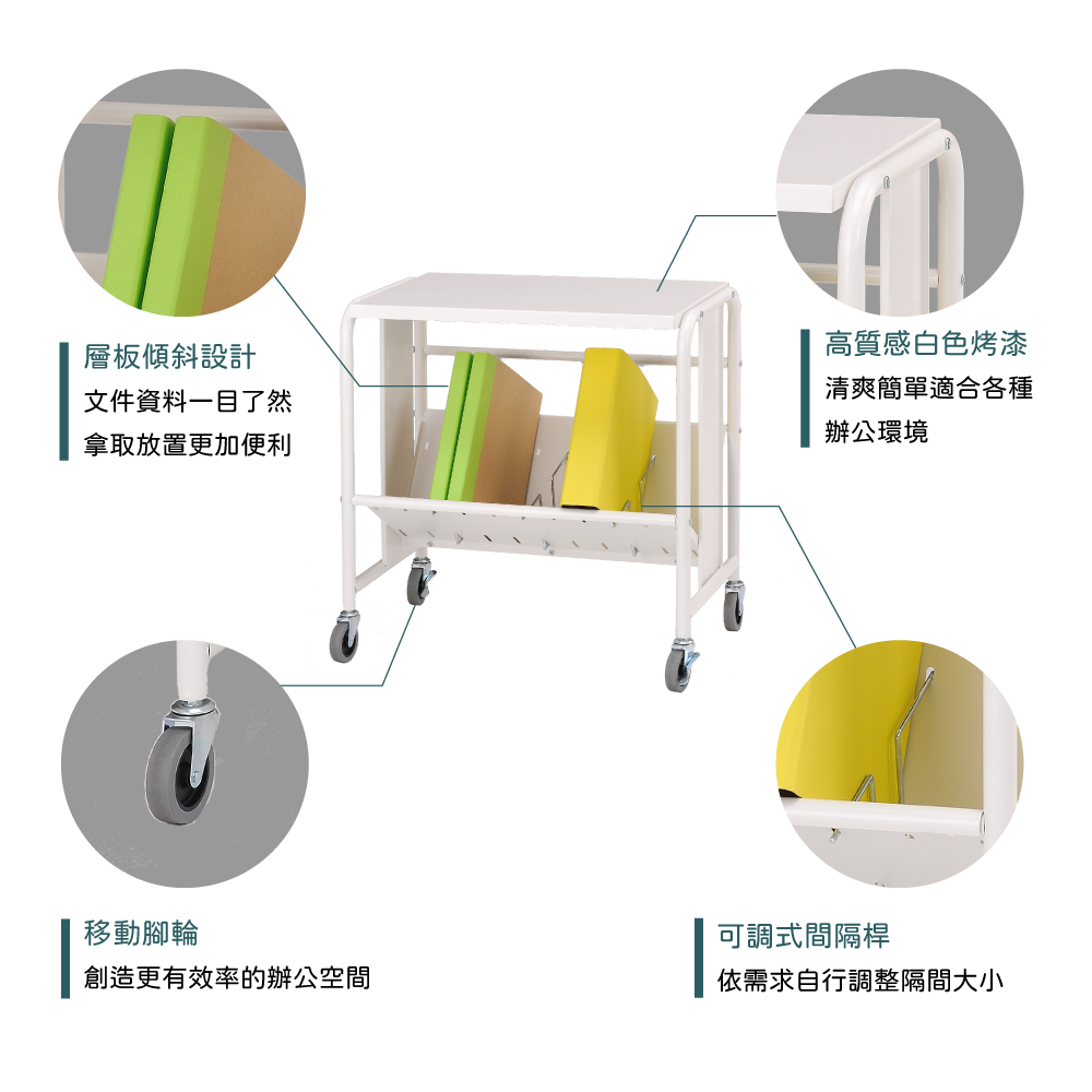 桌面式耐重型單層文件推車