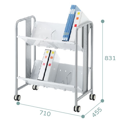 靜音腳輪型耐重型雙層文件推車